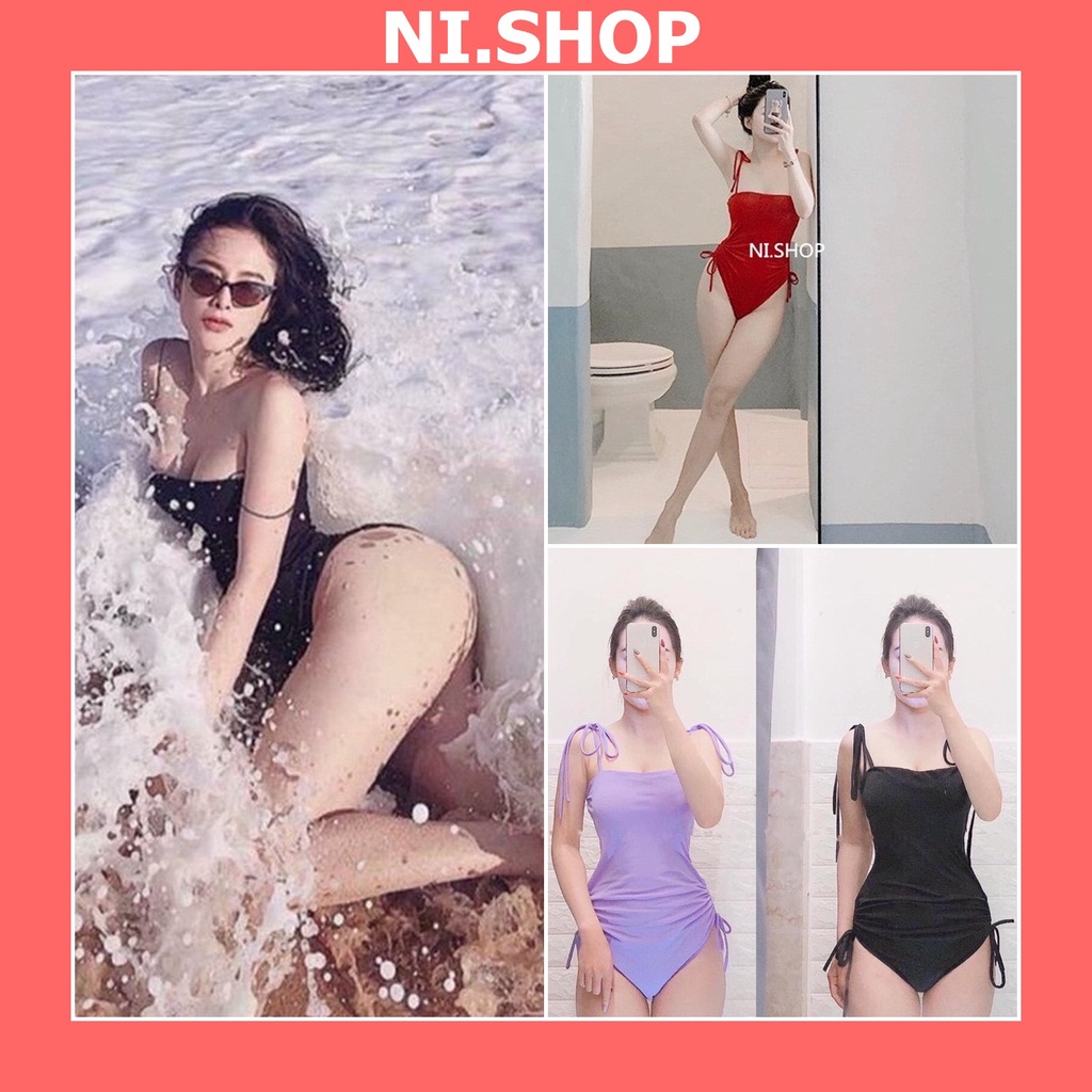 Bikini nữ đẹp rẻ Áo tắm liền thân 1 mảnh 2 dây rút eo sang chảnh L05