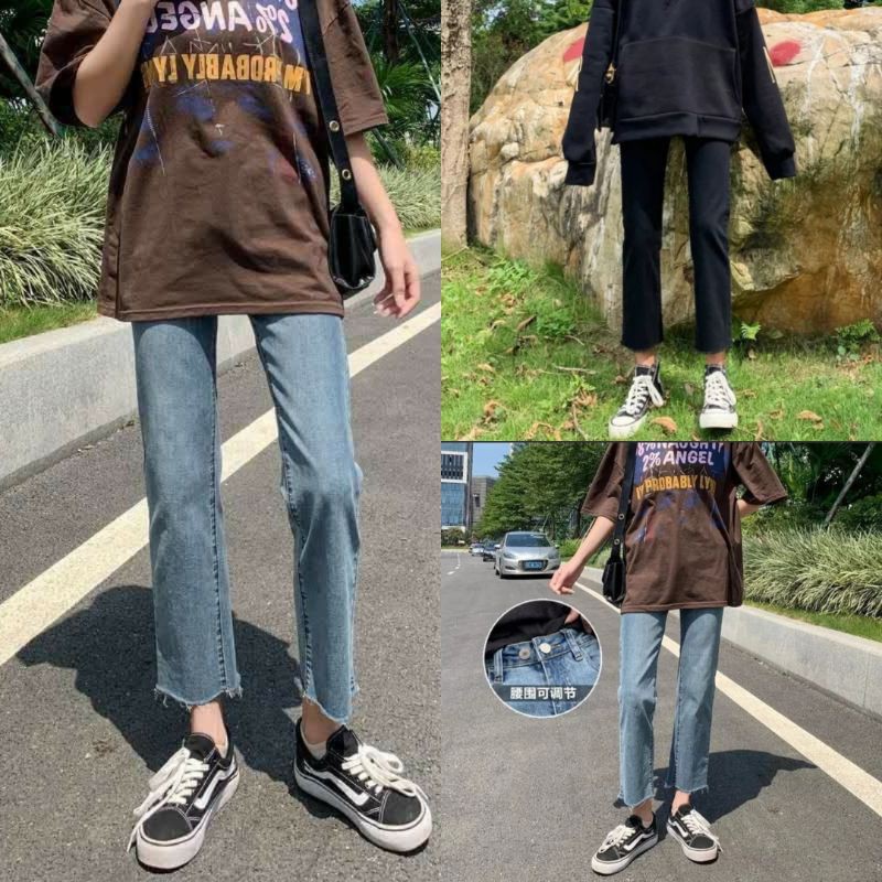 Quần jean ống suông phiên bản Hàn Quốc