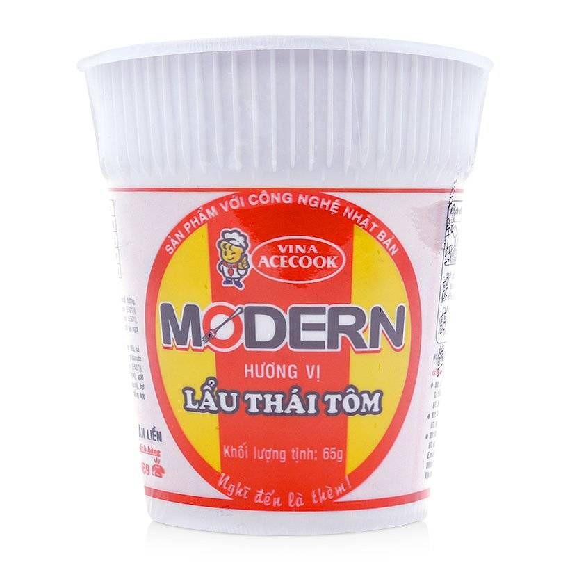 Mì Ăn Liền Modern Lẩu Thái Tôm Thùng 24 Ly x 65g/ly