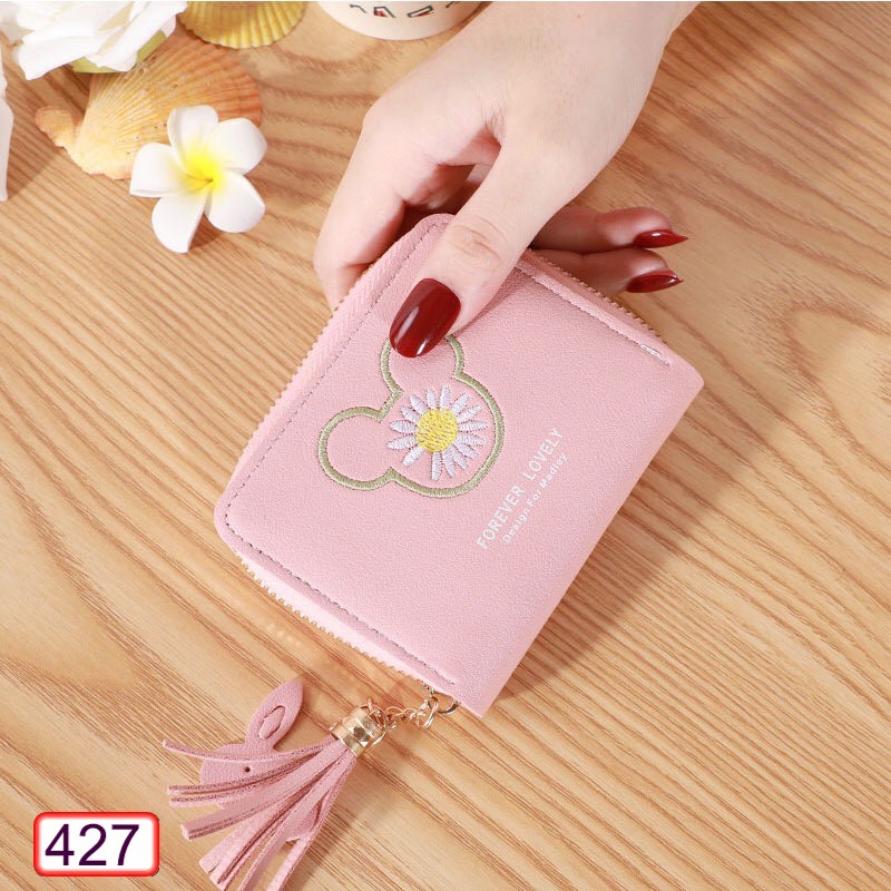 VÍ NGẮN NỮ CẦM TAY GẤU HOA CÚC 427 THỜI TRANG HOT TREND