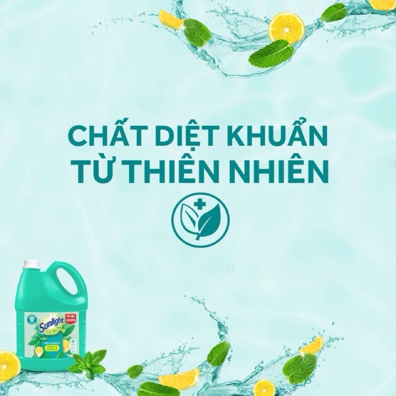 NƯỚC RỬA CHÉN SUNLIGHT DIỆT KHUẨN CHANH VÀ BẠC HÀ 3,6KG