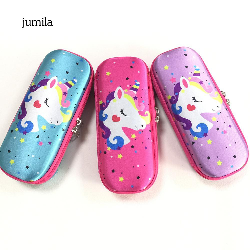 Hộp đựng bút khoá kéo hoạ tiết chú kì lân nhiều màu sắc 3D cho bé