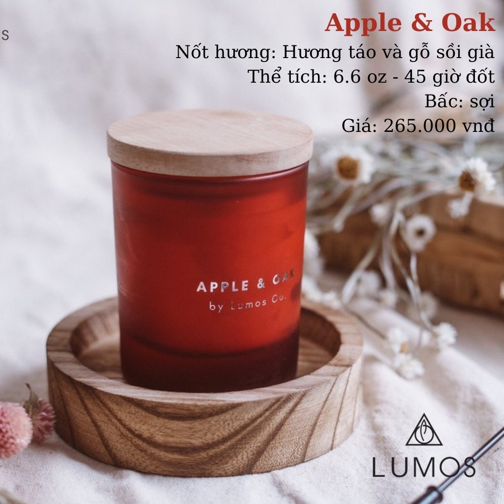 Nến Thơm Cao Cấp Lumos  Apple &amp; Oak (Hương táo và gỗ sồi già) – NT26 - Nến trang trí - Đạt tiêu chuẩn Quốc Tế