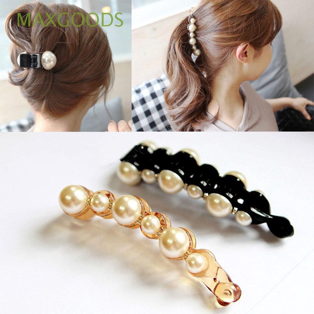 Kẹp tóc móng vuốt đính hạt giả ngọc trai