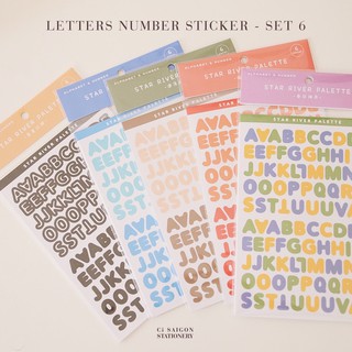 Bộ 6 tờ hình dán chữ cái và số - Letters Numbers Sticker set 6