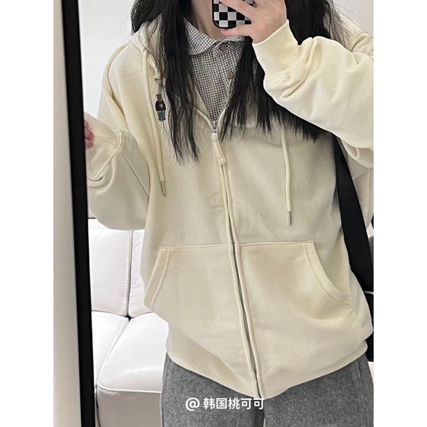 ÁO KHOÁC NỈ HODDIE 4 MÀU THÊU GẤU