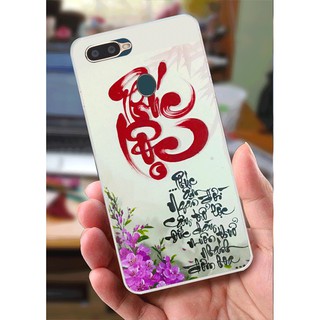 Ốp Lưng Oppo A7 (dẻo viền trắng trong) - Cha Mẹ, Thư Pháp, Phúc Lộc