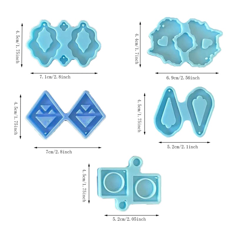 Khuôn Silicone Làm Móc Khóa Hình Học Có Lỗ