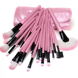 Bộ cọ trang điểm 24 cây, màu đen/hồng giao ngẫu nhiên,kèm bao da xịn sò,giúp bạn gái trang điểm xinh xắn, nhiều dụng cụ