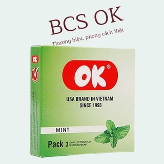 Bao cao su OK / Bao cao su Việt Nam chất lượng cao mùi tùy chọn - bcs hộp 3 cái