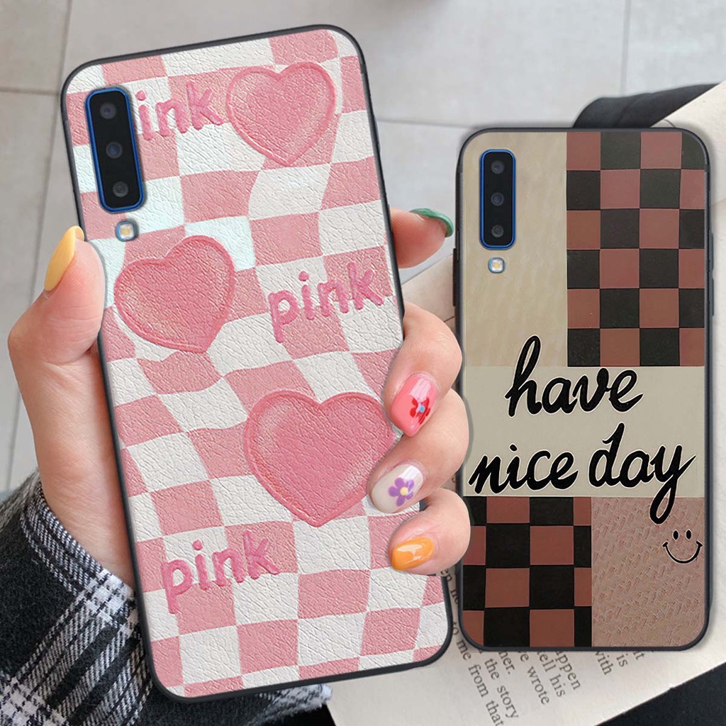Ốp Samsung A7 2018 / A9 2018 caro trái tim cá tính, thời trang siêu đẹp, siêu phong cách