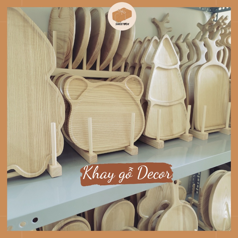 Khay Dĩa Thớt Gỗ Decor Đựng Bánh Trái Ăn Dặm Trang Trí Bàn Ăn - Đồ Dùng Nhà Bếp