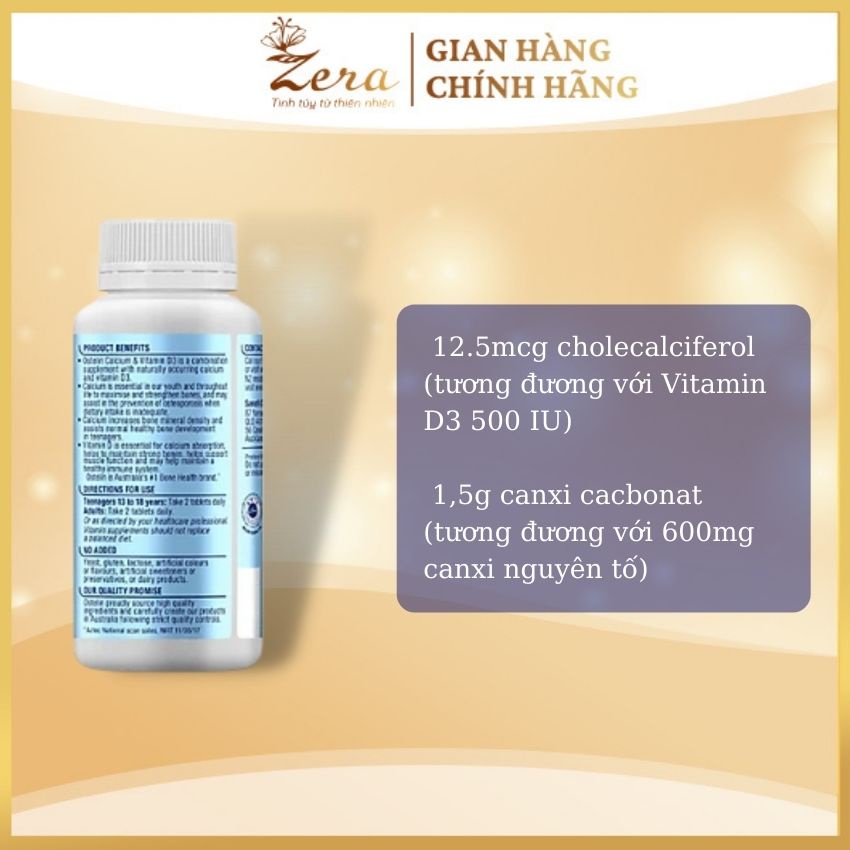 Ostelin Calcium &amp; Vitamin D3 của Úc lọ 130 viên Bổ sung Canxi Cho Bà Bầu