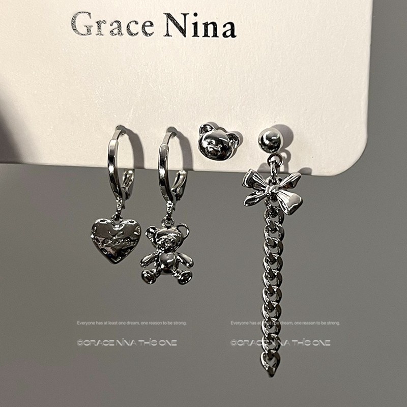 Set 4 khuyên tai bạc 17KM nhiều kiểu dáng dễ thương cá tính