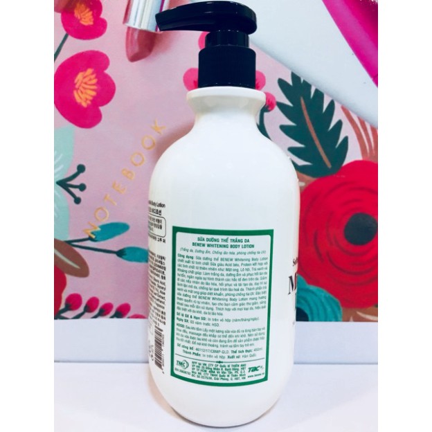 TT03 Dưỡng Thể BENEW Trắng Mịn Da Whitening Body Lotion 450ml TT03