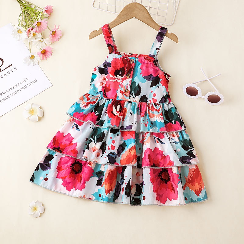 Váy Cho Bé Gái,Đầm Hoa Công Chúa Sát Nách Mùa Hè Cho Trẻ em 1-7 Tuổi