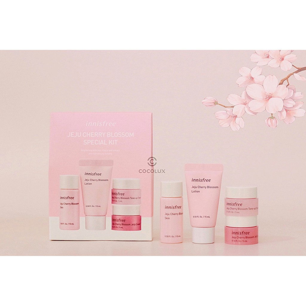 Set dưỡng trắng da Innisfree Jeju Cherry Blossom Special kit (4 items)-[COCOLUX]