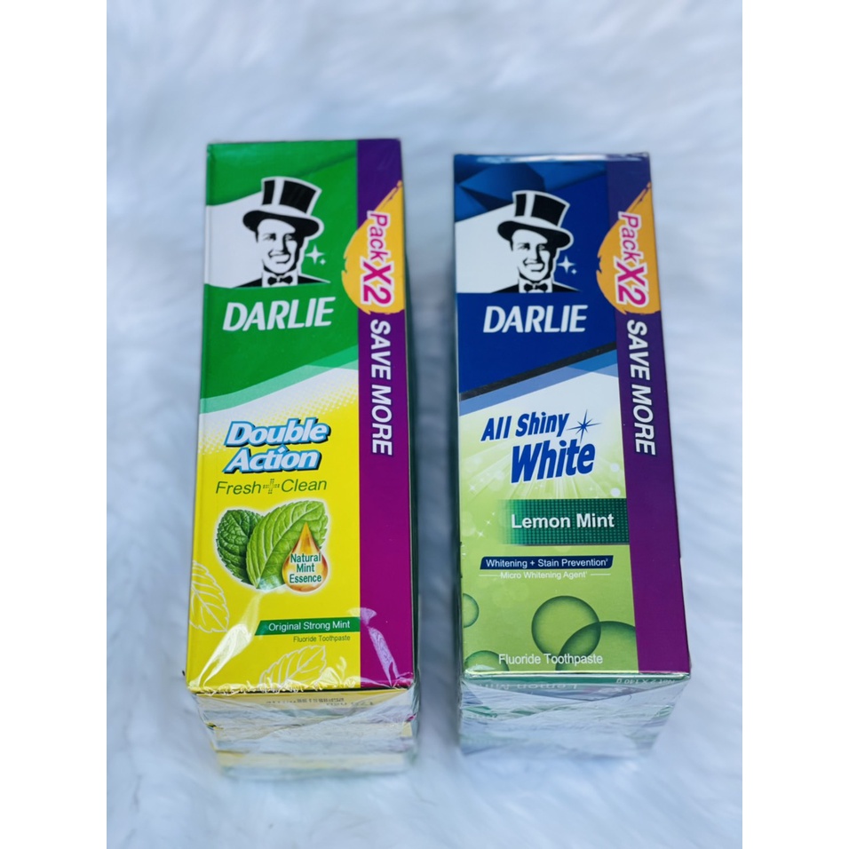 Combo (01 hộp 02 tuýt- LOẠI 1) Kem Đánh Răng Thái Lan Darlie Tea (vàng, xanh lá: mùi trà xanh - tím, xanh lá: mùi chanh)