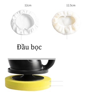 Bộ 2 Phớt lông cừu đầu vải bọc đĩa máy đánh bóng cầm tay 12V bàn xoay 5 inch