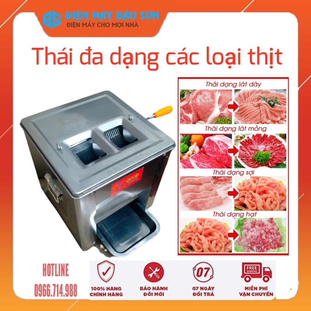 Máy Thái Thịt Tươi Sống 2 Cửa Dao AKS-85 Công Suất 850w 180kg/giờ Thiết Inox Bền Đẹp Thái Đa Dạng Kích Cỡ Bảo Hành 1 Năm