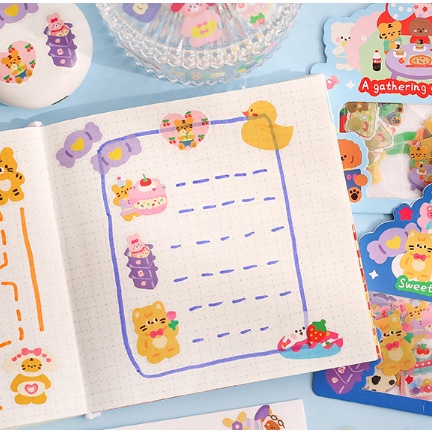 Túi 40 sticker PVC hình dán động vật dễ thương trang trí sổ | BSB300