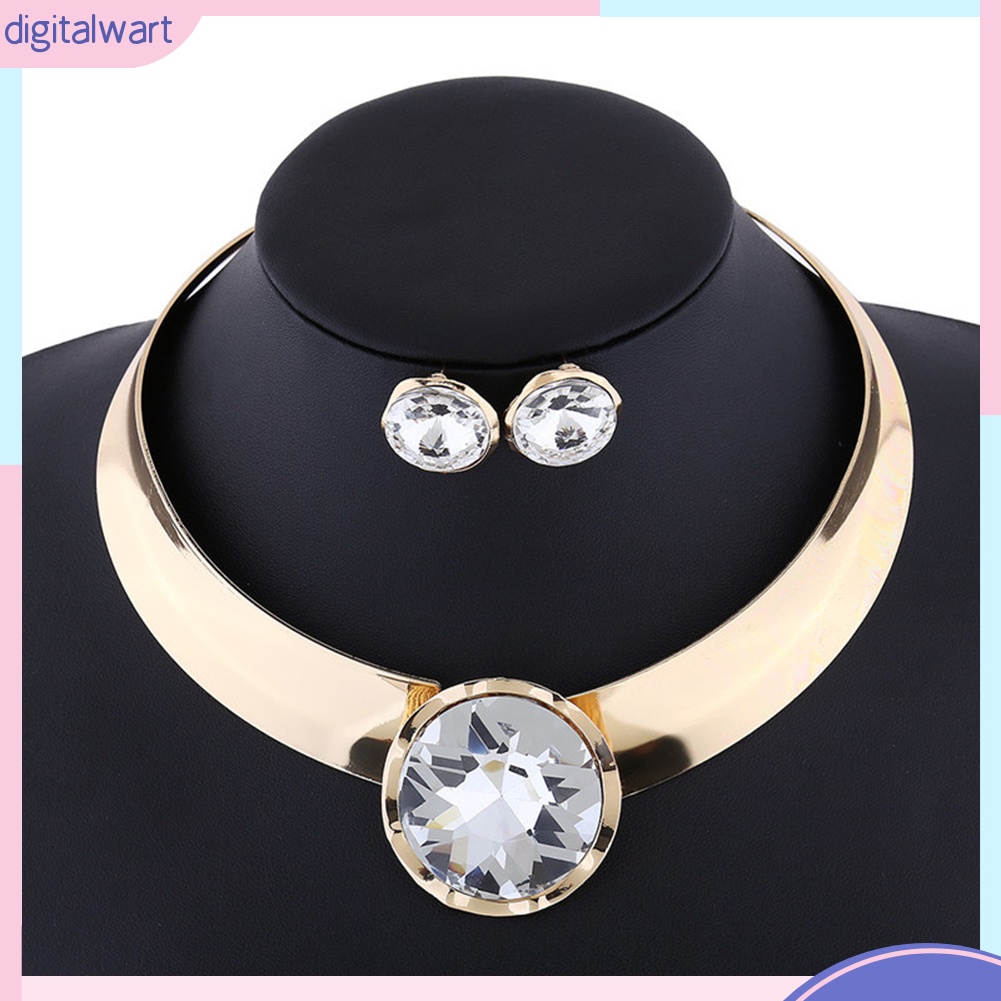 Bộ Dây Chuyền + Bông Tai Đính Đá Zircon Thời Trang Cho Nữ