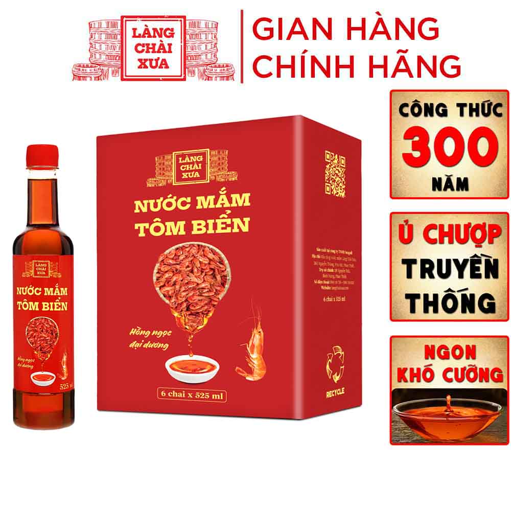 Nước mắm tôm biển Làng Chài Xưa 525ml/chai Hồng Ngọc Đại Dương 300 năm truyền thống