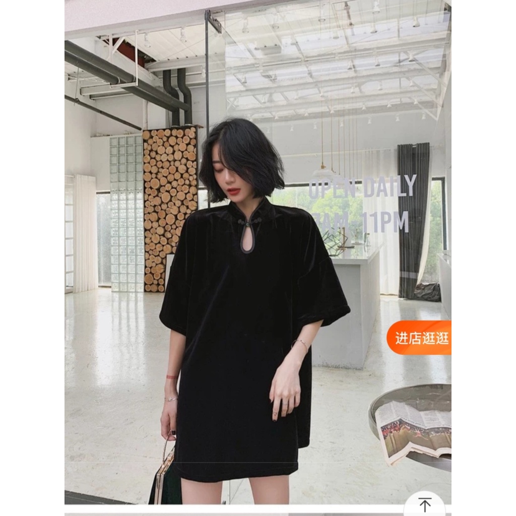 [Mã SKAMLTSM9 giảm 10% đơn 99K] Áo Phông Rộng Vải Nhung Cổ Tàu Trung Hoa 40-70kg