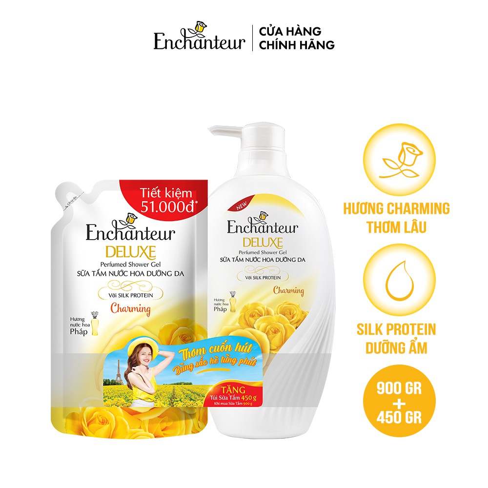 Sữa tắm nước hoa dưỡng da Enchanteur Charming/ Sensation 900gr | BigBuy360 - bigbuy360.vn