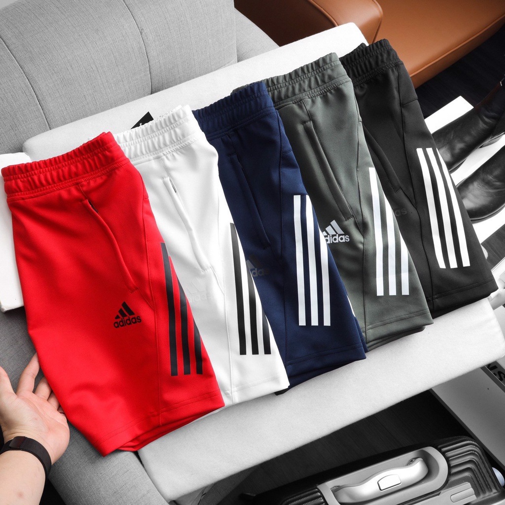 QUẦN SHORT THỂ THAO ADIDAS 4 Màu dây rút vải thun 2 da 3 túi khóa cạp chun , hàng xuất xịn