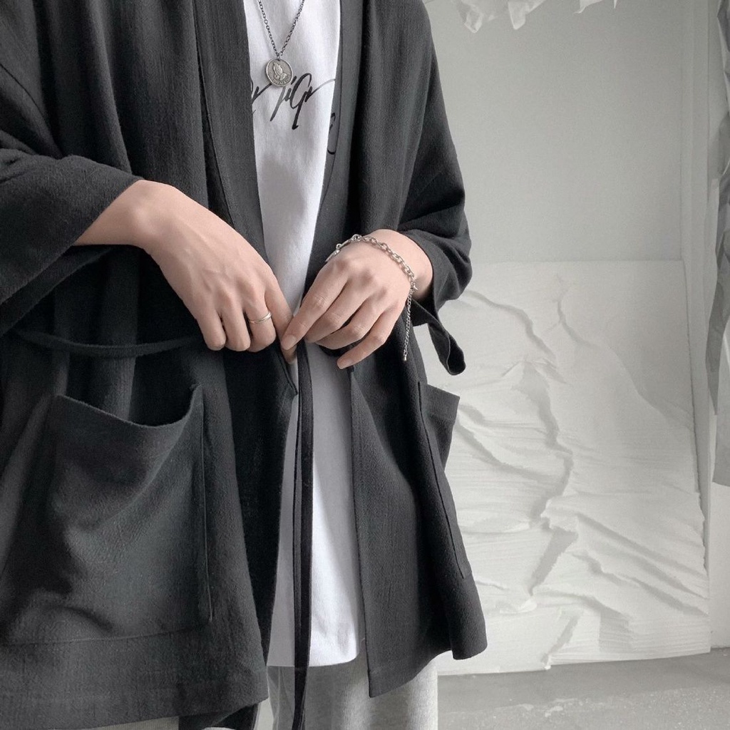 Áo Khoác Kimono Vải Polyester Dáng Rộng Kiểu Nhật Bản Thời Trang Cho Cặp Đôi 0405