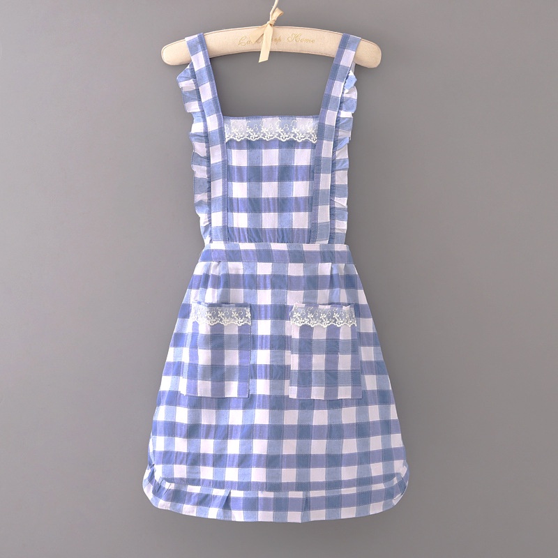 Tạp Dề cotton Tay Dài Cổ Búp Bê Dễ Thương Phong Cách Hàn Quốc