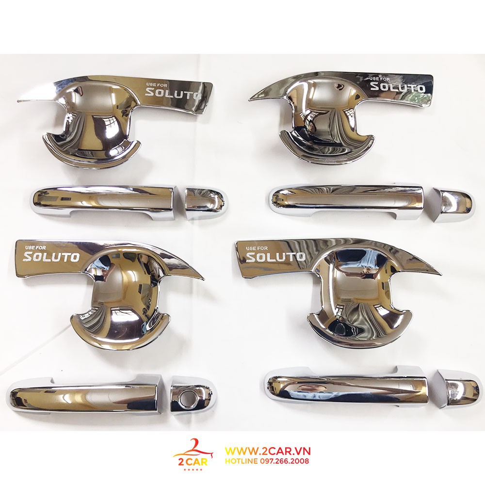 Bộ ốp tay nắm, hõm cửa xe KIA Soluto 2019-2020- 2021 mạ crom cao cấp