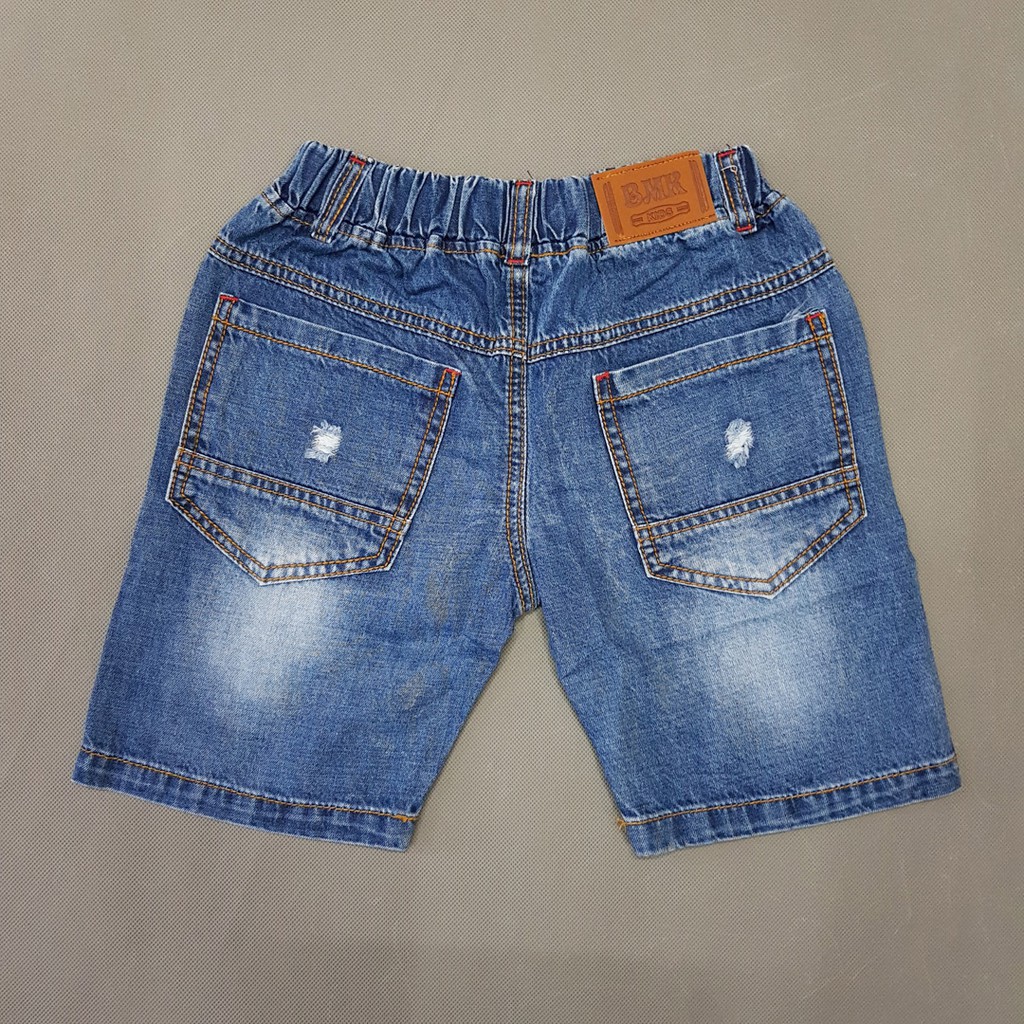 Quần short jean vải mềm thêu chữ A bé 9-32kg