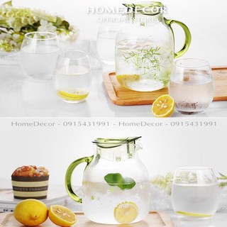 Bình đựng nước thủy tinh chịu nhiệt hoa LiLac 1.5 - 2 Lít - Chịu nhiệt