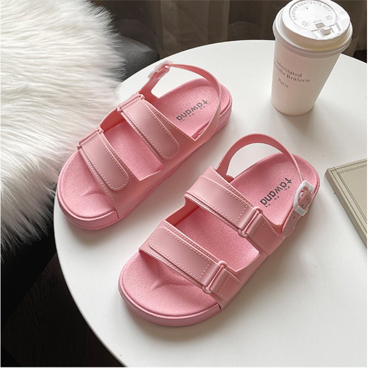 Dép nữ ulzzang sandal quai ngang nhựa dẻo dạo phố thời trang hè 2021 (D53)