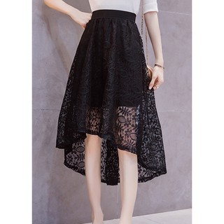 Chân váy freesize Mullet-ren vạt ngắn dài