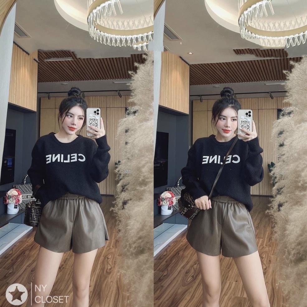 Áo len form rộng, áo len lông nữ cổ tròn len lông phẩy họa tiết in chữ phom to mặc thoải mái mix gì cũng đẹp hàng QCCC | BigBuy360 - bigbuy360.vn