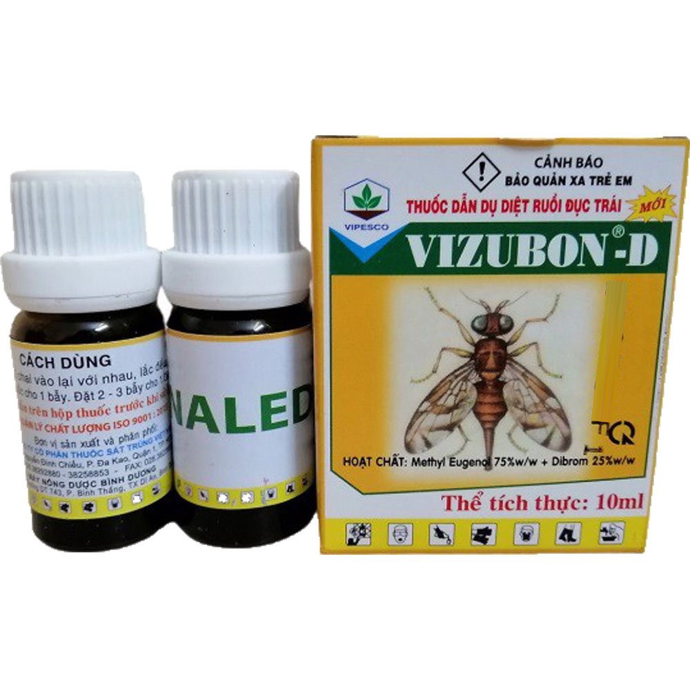 Bộ sản phẩm Thuốc Dẫn Dụ & Diệt Ruồi Vàng Đục Trái VIZUBON - D | 10ml/lọ