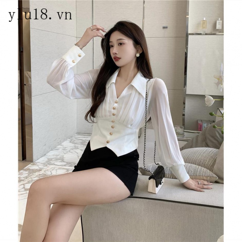 Áo Sơ Mi Trắng Tay Dài Phong Cách Pháp Thời Trang Mùa Xuân Mới 2022