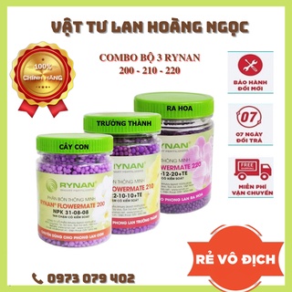 Combo Bộ 3 Phân Tan Chậm Thông Minh Rynan 200 210 220 Chăm Sóc Hoa Lan Lọ 150G