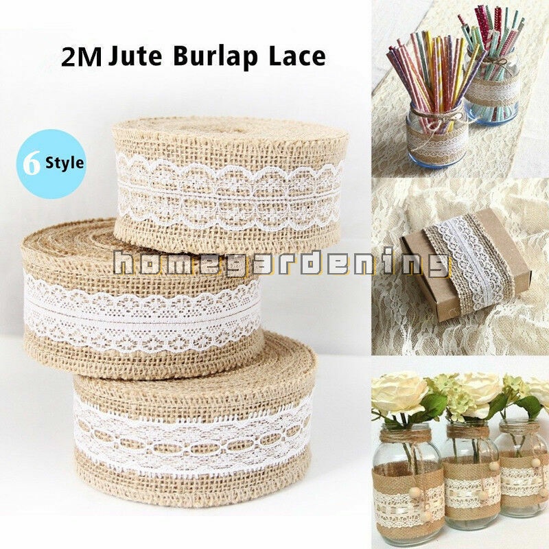 Dây Ruy Băng Vải Bố Phối Ren Dài 2M Trang Trí Tiệc Cưới