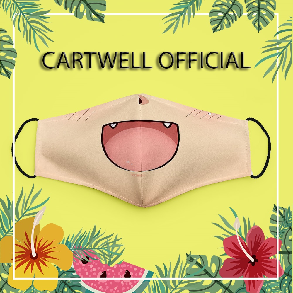 Khẩu trang hoạt hình vui nhộn cute đáng yêu cho bé thú cưng Hình Vẽ DRAWN CARTWELL dày 2 lớp dễ thở chất liệu vải mềm th