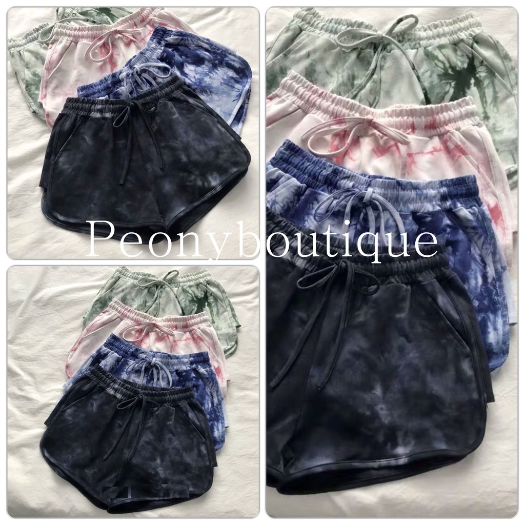 Quần Short Loang Màu PEONYB Nữ [FREESHIP] 🌸 Shorts đùi dáng ôm phối viền họa tiết, sooc thun cá tính Ulzzang HOT 🌸