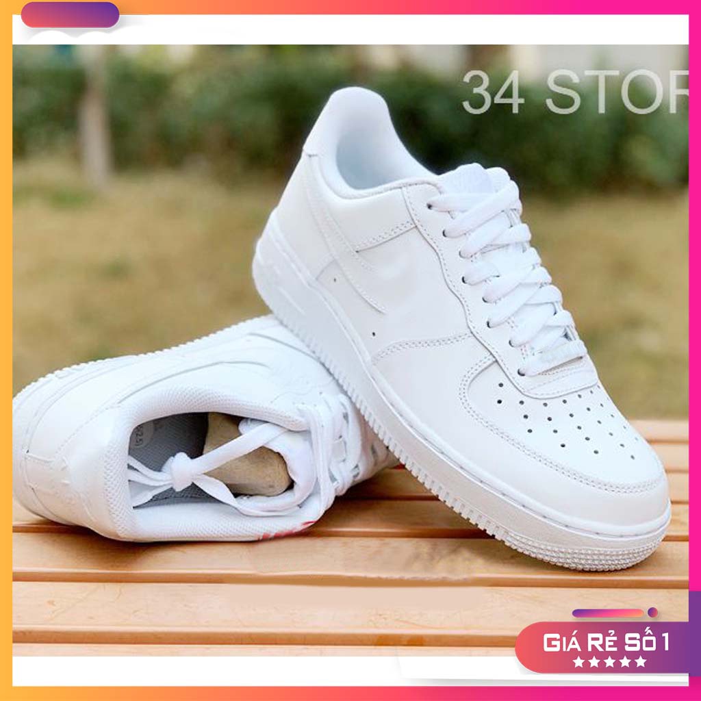 Giày Thể Thao Nam Nữ, Giày Sneaker AིFི 1 Màu Trắng , Đế Độn Đế Bánh Mì Tăng Chiều Cao Phong Cách Hàn Quốc