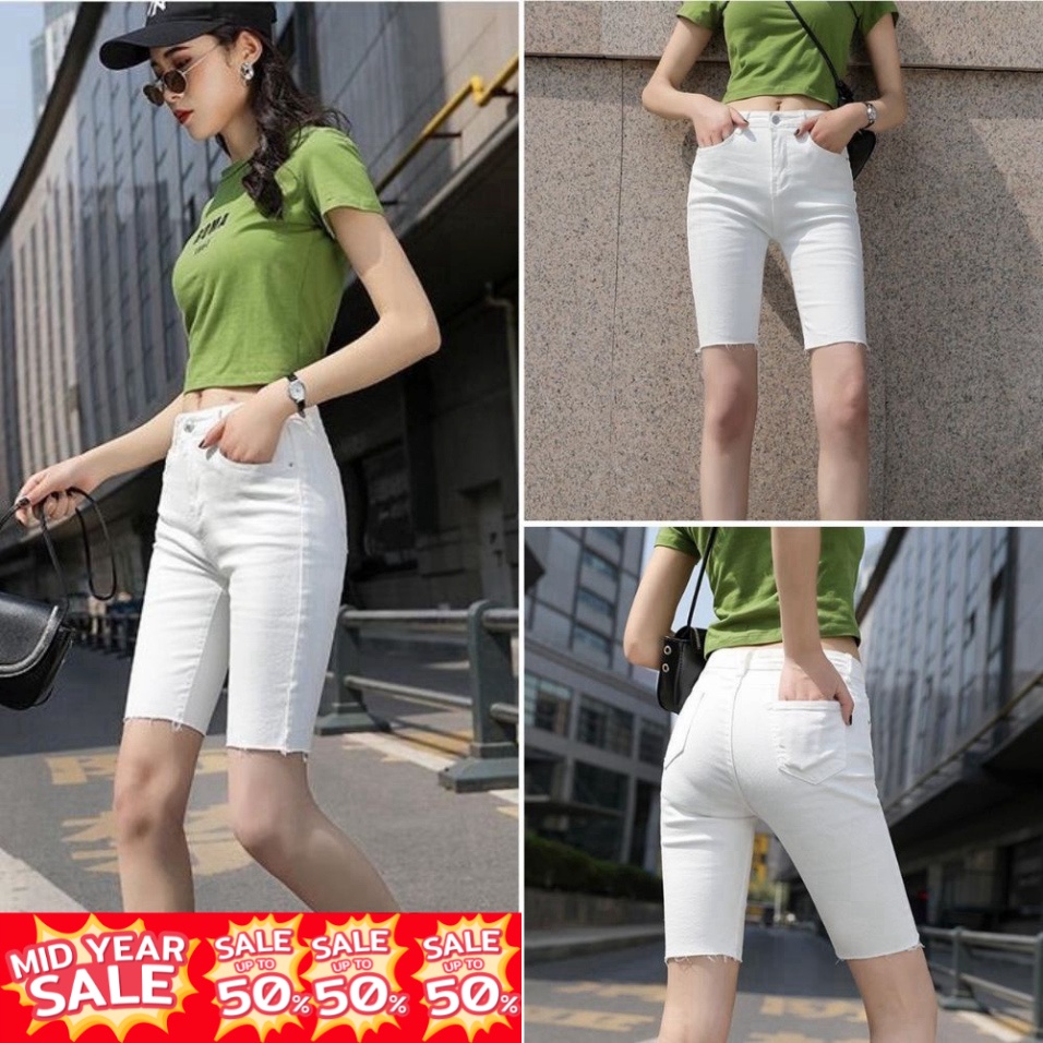 Quần short nữ, quần ngố nữ rách chất kaki đủ size màu trắng đen tôn dáng SKUQ-13 liibe.shop