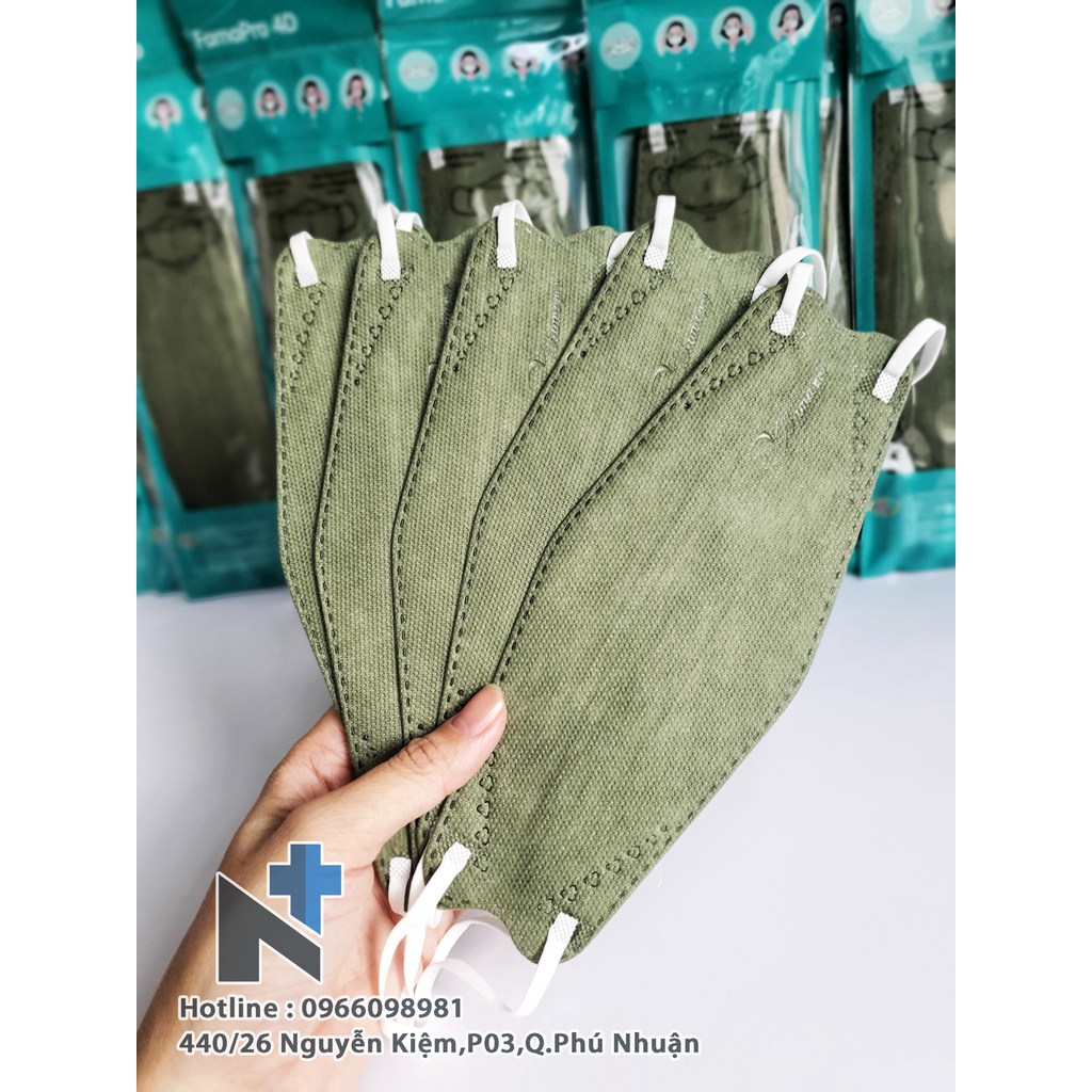 COMBO 50 - 100 cái Khẩu trang Famapro 4D KF94 (Xanh Rêu) - Bịch 5 cái | BigBuy360 - bigbuy360.vn