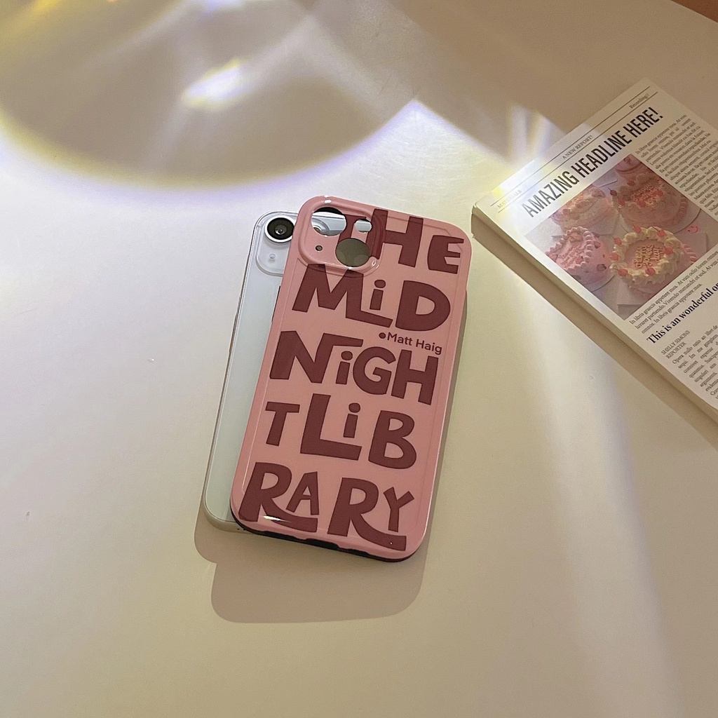 Ốp Điện Thoại Chống Sốc Màu Hồng In Chữ Tiếng Anh Cho iPhone 14 / 13 / 12 / 11