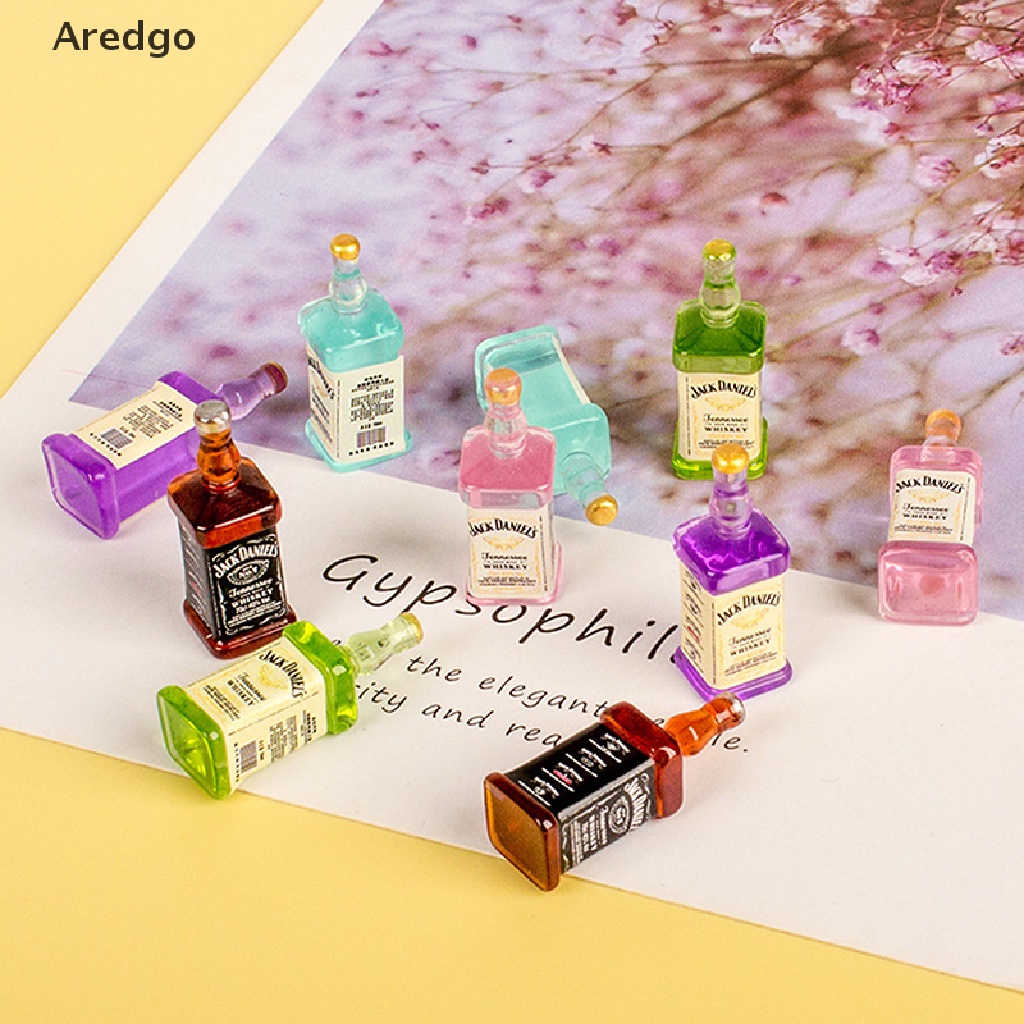 Set 5 chai rượu vang mini trang trí nhà búp bê