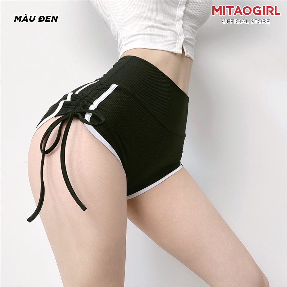 Quần tập gym yoga nữ MITAOGIRL dáng đùi short thể thao cạp cao dây rút hai bên nâng mông tôn dáng chất thun cao cấp